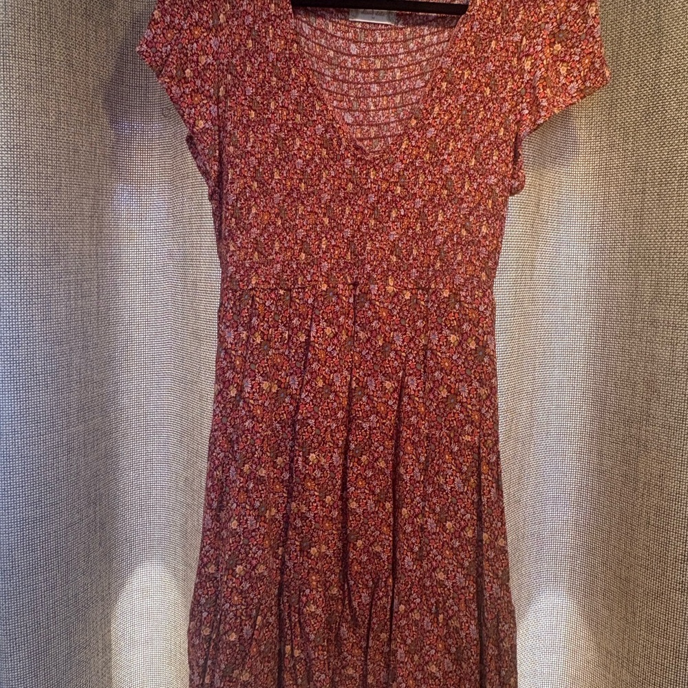 Altar'd State Orange Smocked Mini Dress with Flutter Cap Sleeves